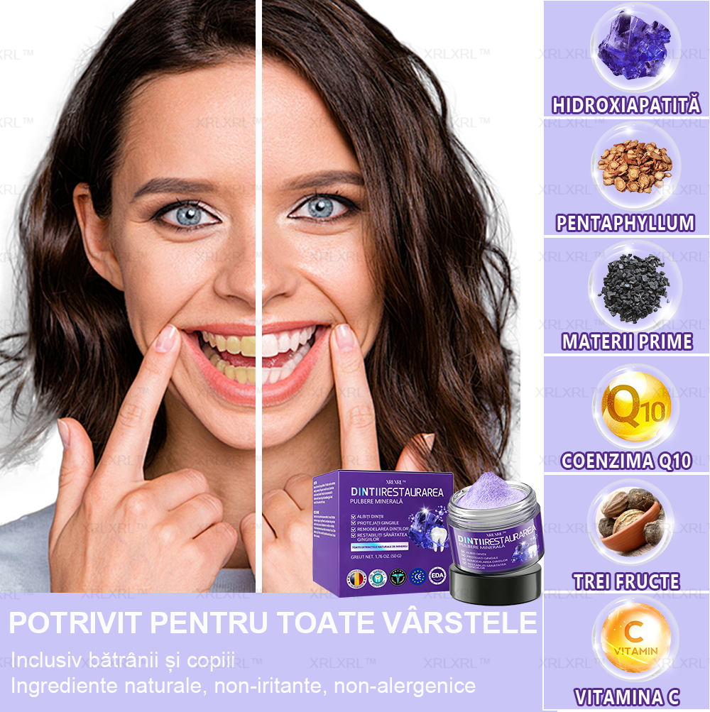 XRLXRL™ Praf Mineral pentru Restaurarea Dentară - Recomandat de ADA (🦷Reducere limitată, mai rămân 30 de minute🦷)